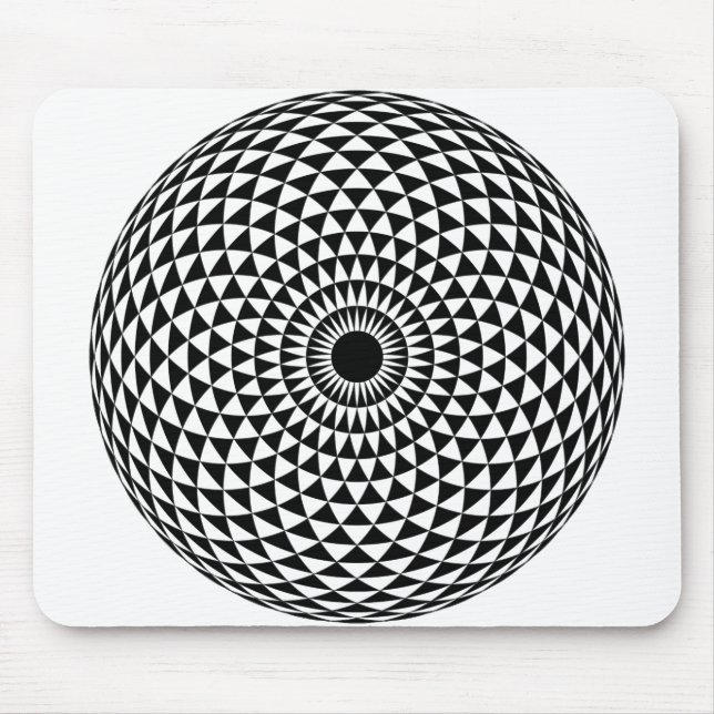 Tapis de souris noir et blanc hypnotique créatif (Devant)