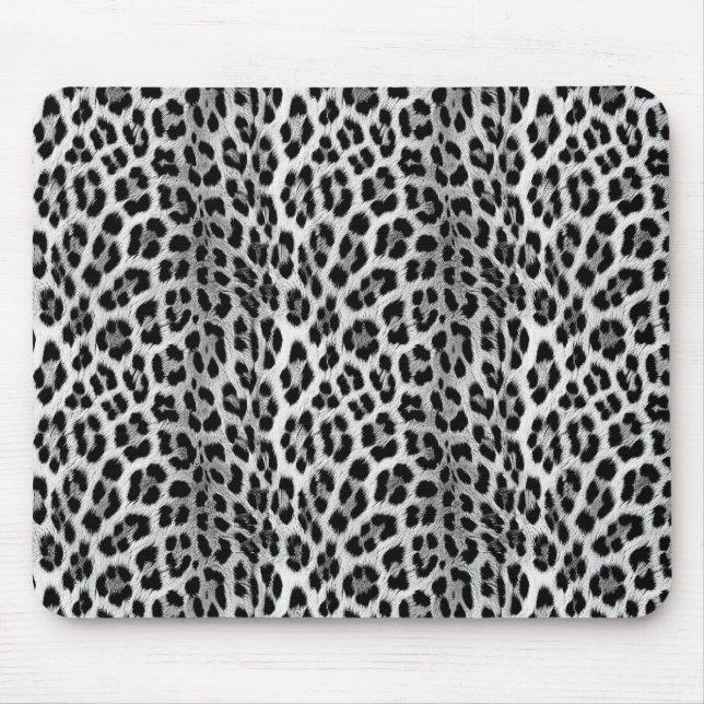 Tapis De Souris Noir et blanc monochrome, léopard motif (Devant)