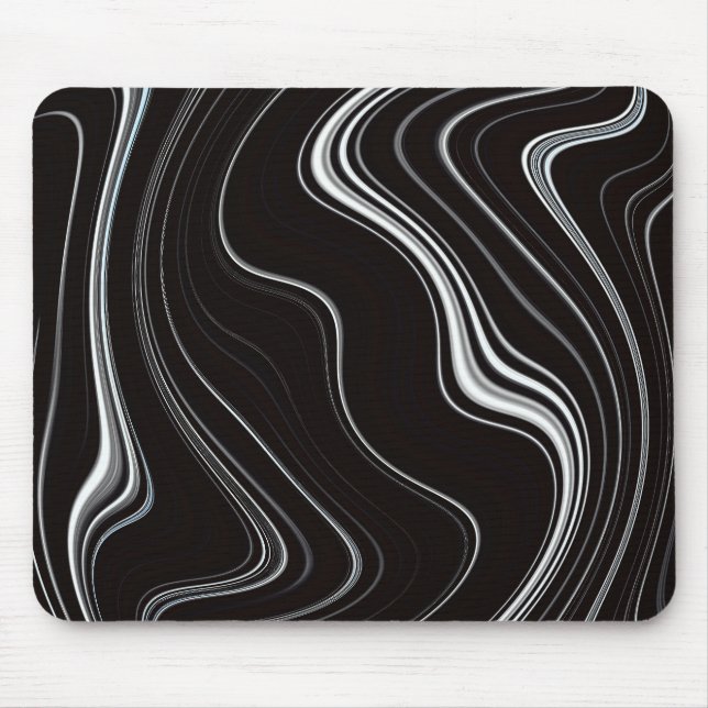 Tapis De Souris Noir et blanc Wavy Abstraction (Devant)