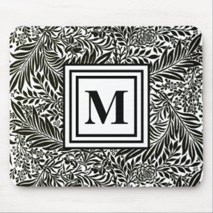 Tapis De Souris Noir et blanc William Morris Monogramme initial