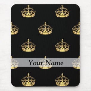 Tapis De Souris Noir et motif de couronne d'or