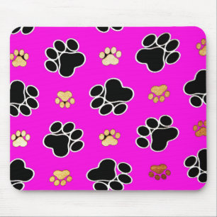 Tapis De Souris Noir et rose canin bronzage d'empreinte de patte