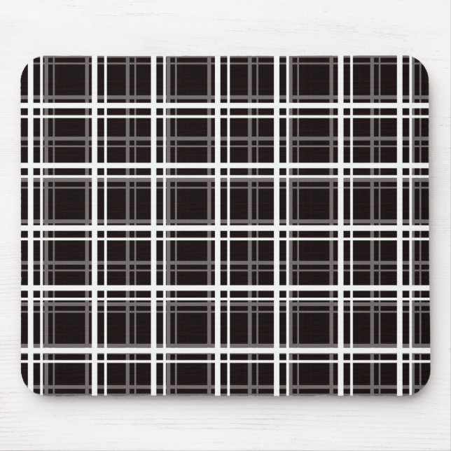 Tapis De Souris Noir Fenêtre Plaid Grid Stripes Design Motif (Devant)