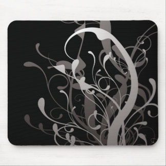 Tapis De Souris noir floral abstrait