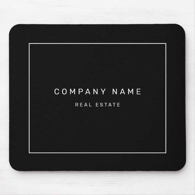 Tapis De Souris Noir minimaliste moderne d'immobiliers (Devant)