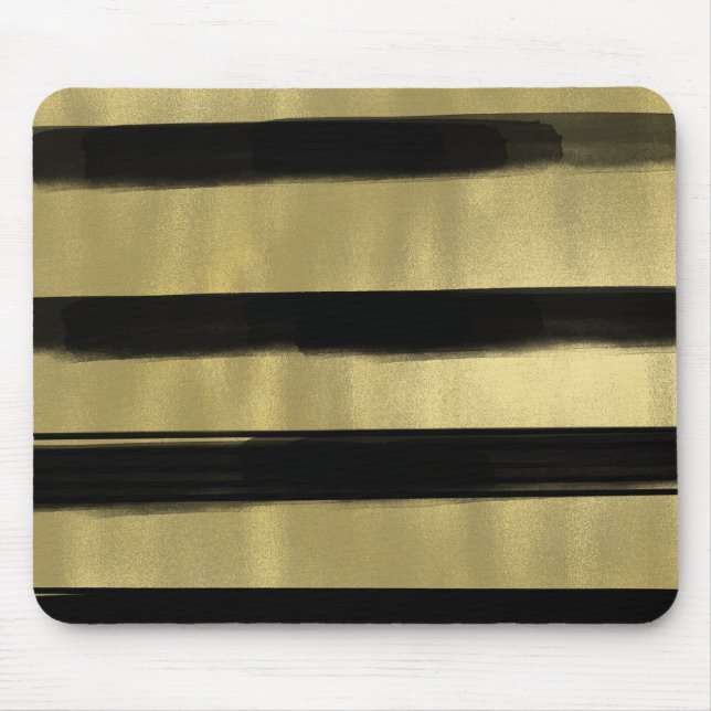 Tapis De Souris Noir moderne & Brush or Brush Stroke Stripe Chic (Devant)