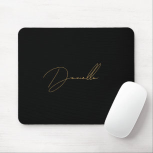 Tapis De Souris Noir moderne minimaliste et élégant Nom de script 