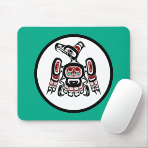 Tapis De Souris Noir rouge autochtone Kaigani Thunderbird