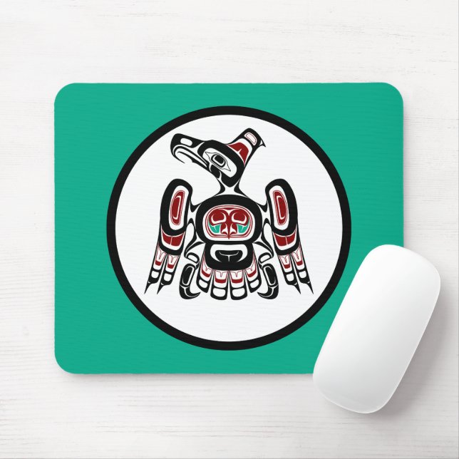 Tapis De Souris Noir rouge autochtone Kaigani Thunderbird (Avec souris)