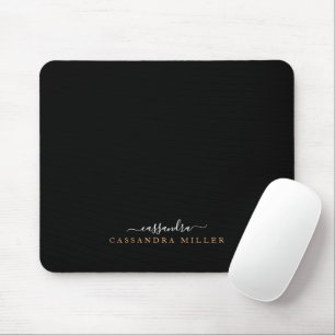 Tapis De Souris Noir Simple Elegant Main Lettré Nom de signature