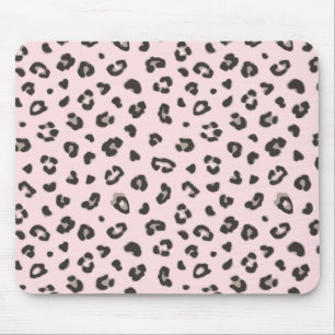 Tapis De Souris Noir sur Empreinte de léopard rose Mousepad