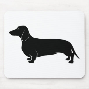 Tapis De Souris Noir sur le basset allemand blanc
