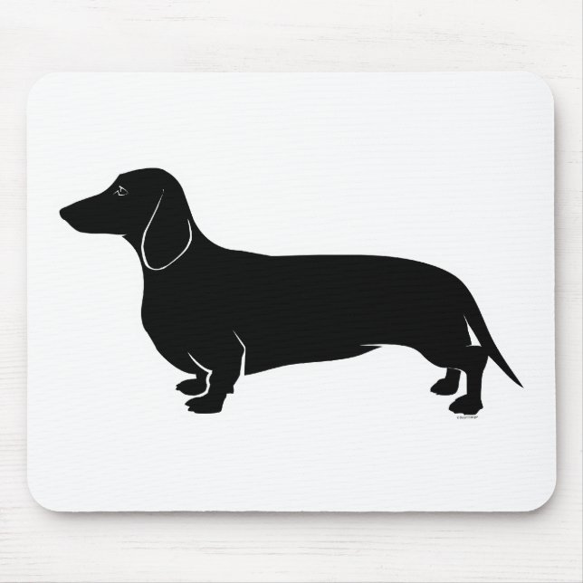 Tapis De Souris Noir sur le basset allemand blanc (Devant)