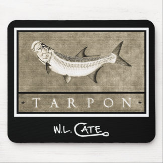 Tapis de souris noirs de tarpon et blancs vintages