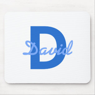Tapis De Souris Nom bleu et monogramme