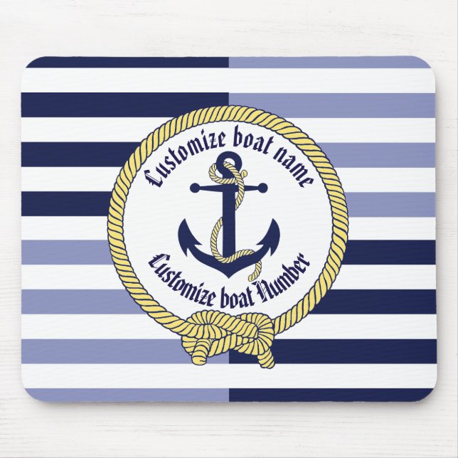 Tapis De Souris Nom de l'Ancre nautique/noeud/Personnaliser du mar (Devant)