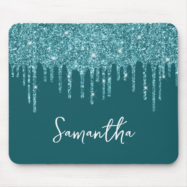 Tapis De Souris Nom du filtre de Parties scintillant turquoise de  (Devant)