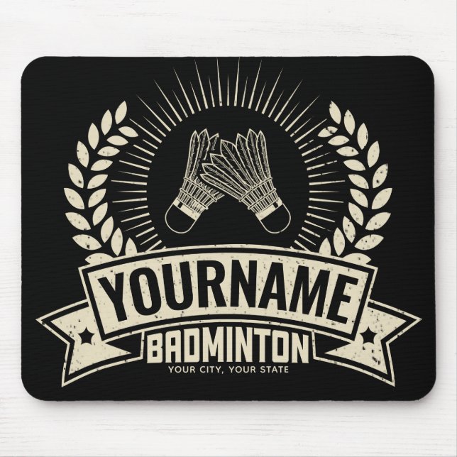 Tapis De Souris Nom du joueur de badminton personnalisé Racquet Sp (Devant)