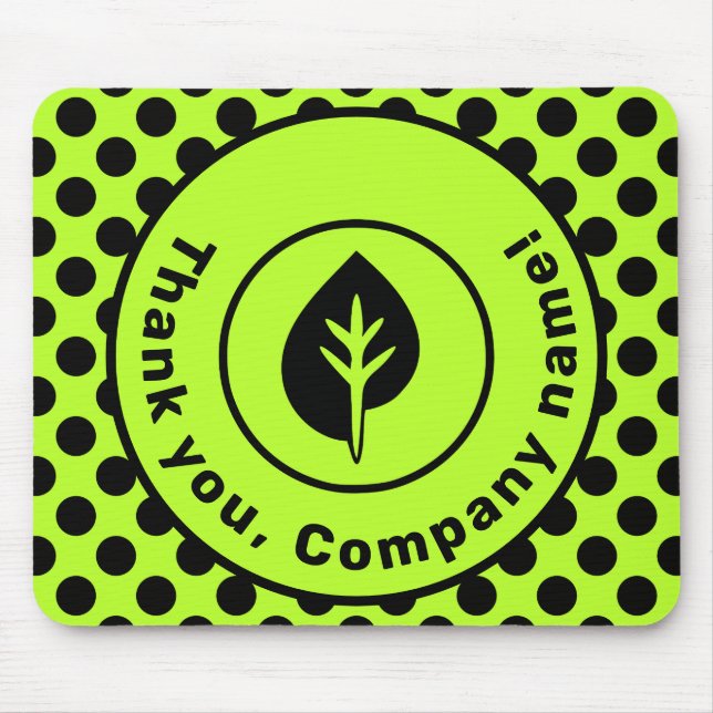 Tapis De Souris Nom du logo promotionnel Point Polka noir et citro (Devant)