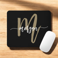 Nom du monogramme Black Gold Modern Script