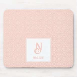 Tapis De Souris Nom du monogramme Neon rose Coeurs de rose Motif