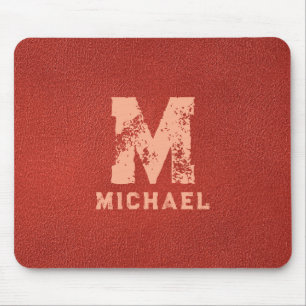 Tapis De Souris Nom du monogramme personnalisé Apparence en cuir T