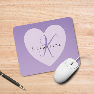 Tapis De Souris Nom du monogramme personnalisé Lilac
