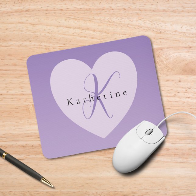 Tapis De Souris Nom du monogramme personnalisé Lilac (Créateur téléchargé)