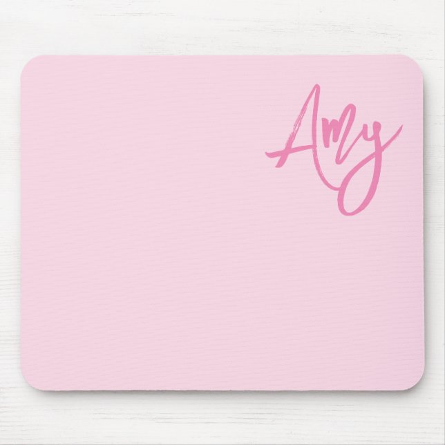 Tapis De Souris Nom du script de pinceau rose pastel (Devant)
