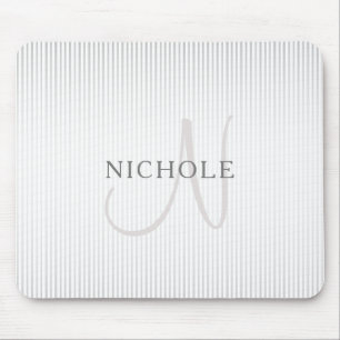 Tapis De Souris Nom Élégant Monogramme & Gris Mince Ombre Gris Gri