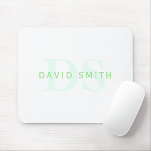Tapis De Souris Nom et monogramme modernes   Vert et blanc