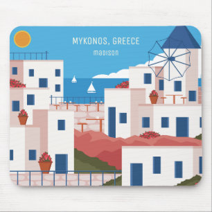 Tapis De Souris Nom et texte personnalisés Mykonos Grèce