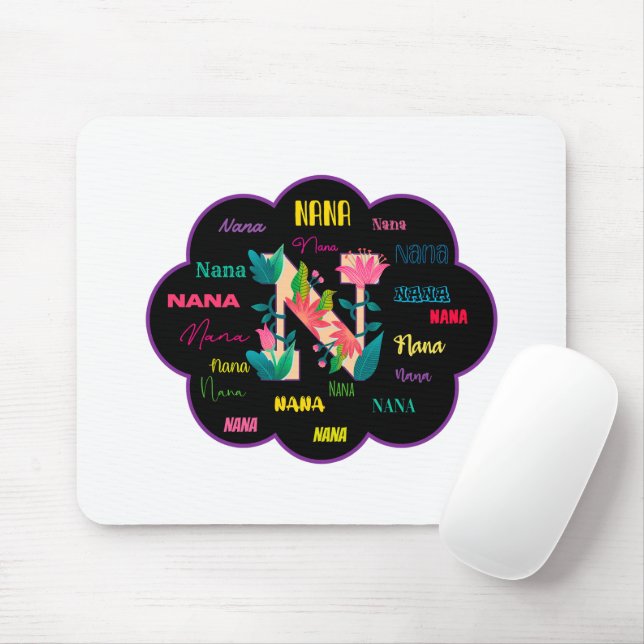 Tapis De Souris Nom floral Nana (Avec souris)