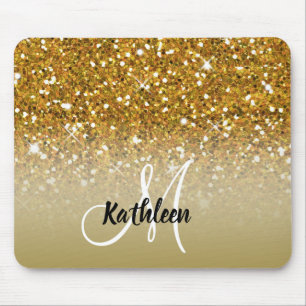 Tapis De Souris Nom Girly de monogramme d'étincelles de parties