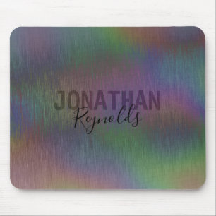 Tapis De Souris Nom Holographique moderne en métal Monogramme - Mo