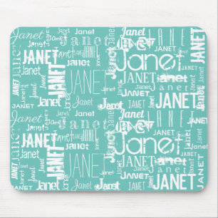 Tapis De Souris Nom Mint Green Word Cloud   Personnaliser