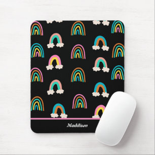 Tapis De Souris Nom moderne Rainbow Motif personnalisable