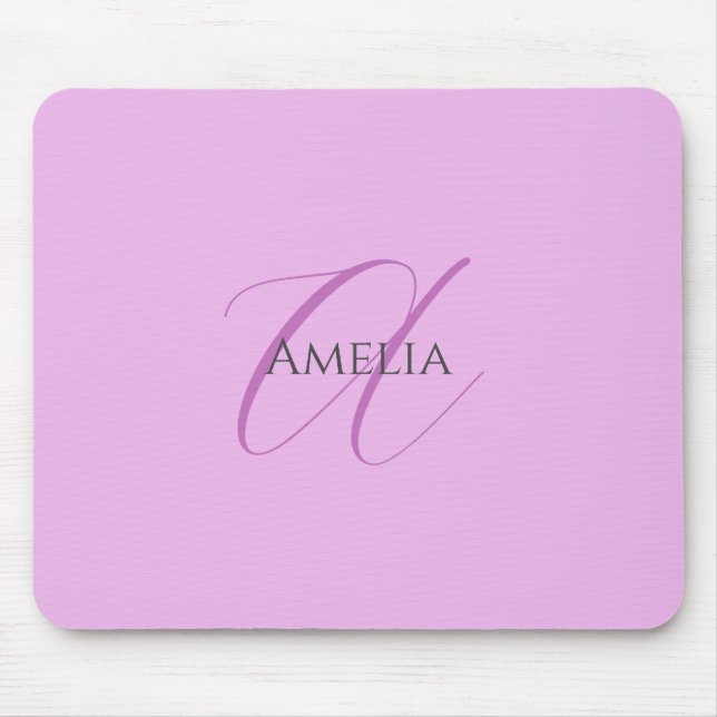 Tapis De Souris Nom Monogramme Lettre initiale Orchid & Lilac (Devant)