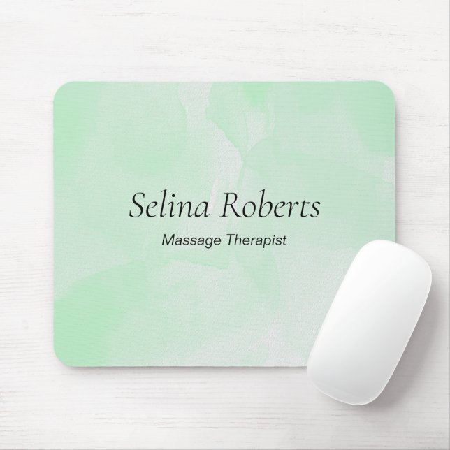 Tapis De Souris Nom personnalisé aquarelle verte (Avec souris)