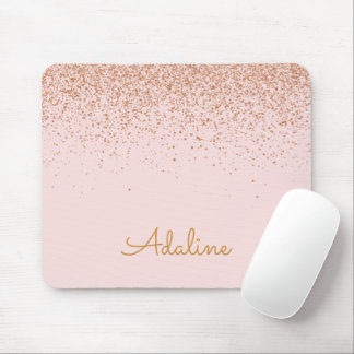 Tapis De Souris Nom personnalisé avec monogramme et paillettes dor