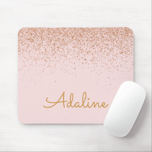 Tapis De Souris Nom personnalisé avec monogramme et paillettes dor