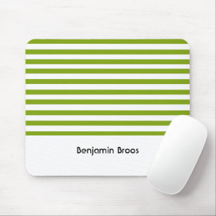 Tapis De Souris Nom personnalisé bandes vert et blanc