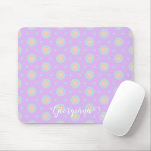 Tapis De Souris Nom personnalisé Cute Pastel Rainbow Bullseyes Mot