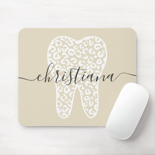 Tapis De Souris Nom personnalisé Dental Empreinte de léopard Tooth (Avec souris)
