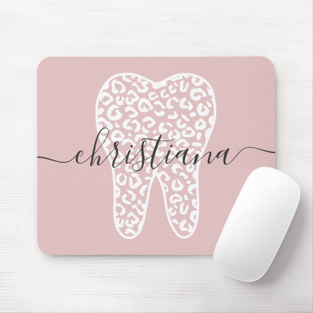 Tapis De Souris Nom personnalisé Dental Empreinte de léopard Tooth (Avec souris)