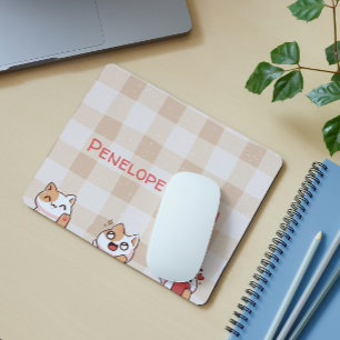 Tapis De Souris Nom personnalisé des enfants mignons Manga Cartoon