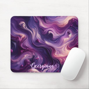 Tapis De Souris Nom personnalisé Effet peinture violet vibrant