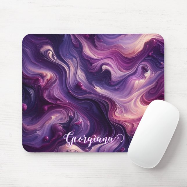 Tapis De Souris Nom personnalisé Effet peinture violet vibrant (Avec souris)
