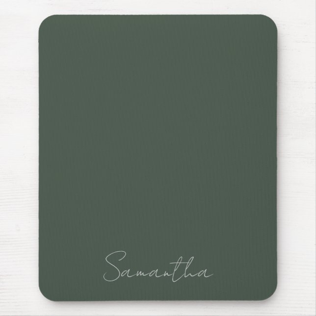 Tapis De Souris Nom personnalisé élégant Vert foncé (Devant)