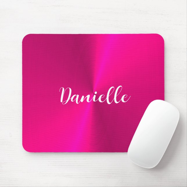 Tapis De Souris Nom personnalisé en faux métal rose (Avec souris)